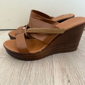 Italian Shoemakers Leather Wedge Sandal